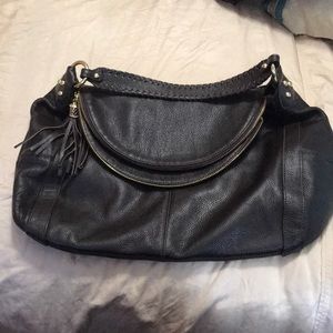 Dark brown leather hobo bag